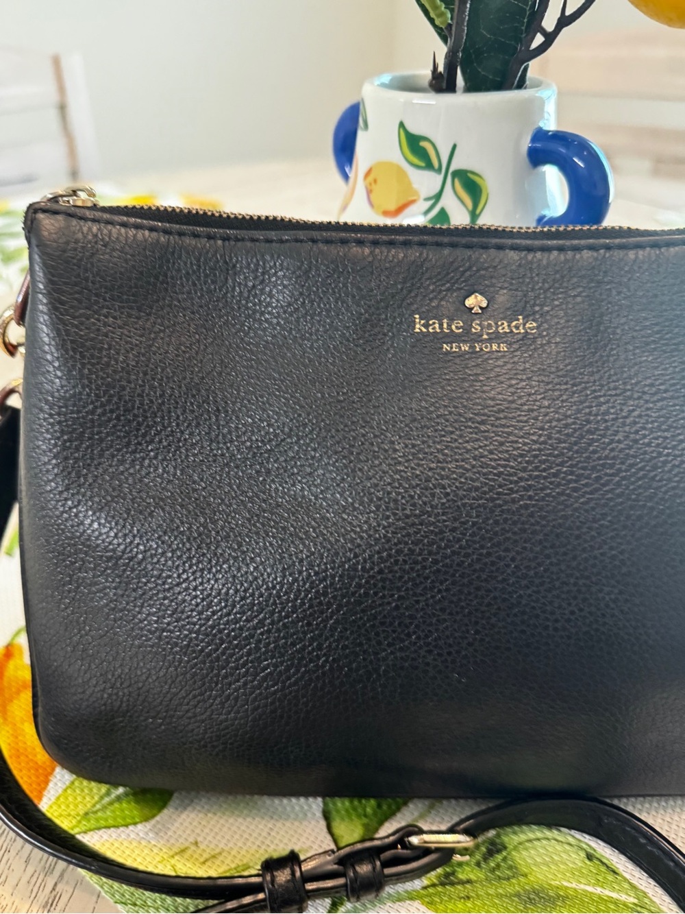 Kate Spade New York Black Pebbled Leather Crossbody Bag Adjustable Strap - Picture 4 of 16